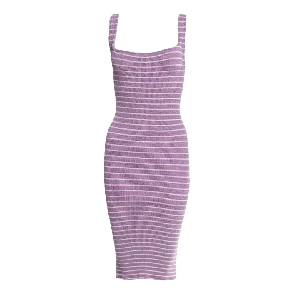 Hunza G Lavender and White Striped Dress